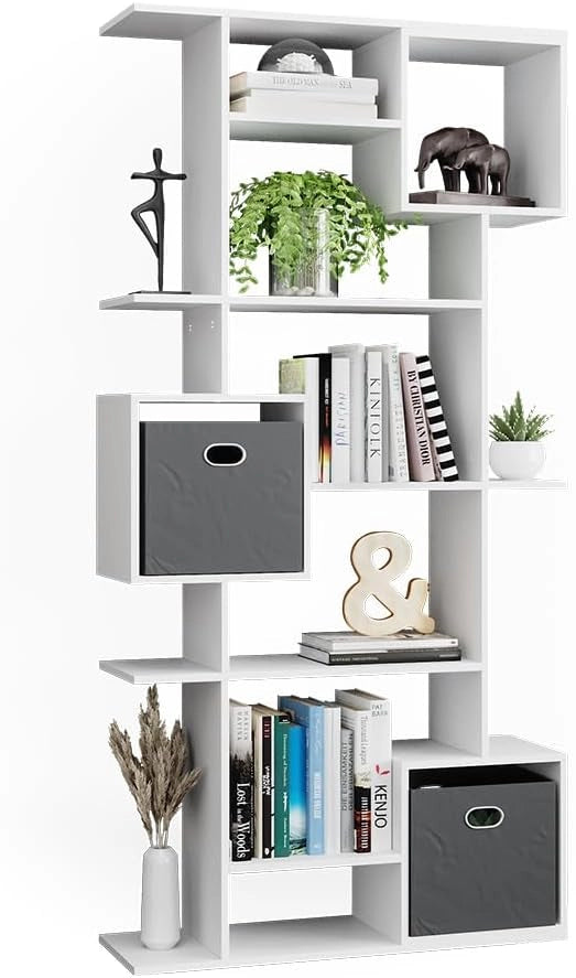 Scaffale Cube, Bianco, 92 x 187.7 cm, per una suddivisione flessibile degli spazi e una conservazione aperta