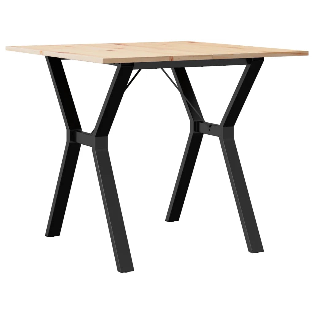 Tavolo da Pranzo Telaio a Y 80x80x75 cm Legno Pino e Acciaio