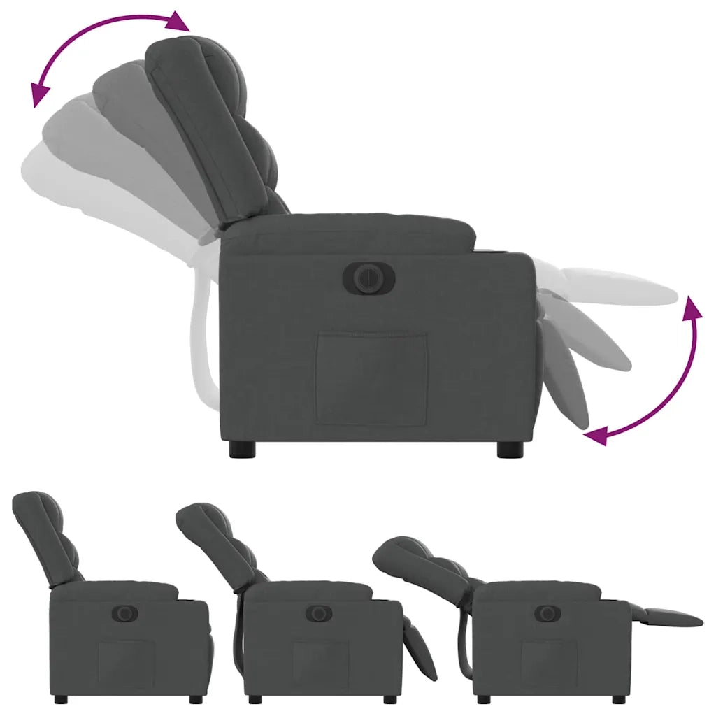 Poltrona | Sedia Relax Elettrica Reclinabile Grigio Scuro in Tessuto