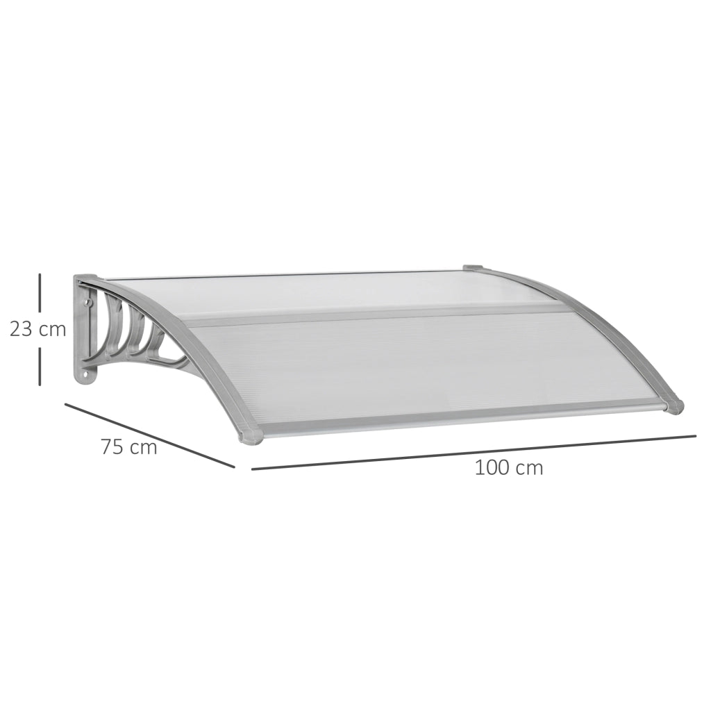 EasyComfort Tettoia in Policarbonato Anti-UV da Esterno per Porte e Finestre da 100x80 cm