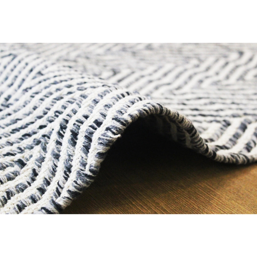 Tappeto Cocktail 400 in cotone blu a trama chevron