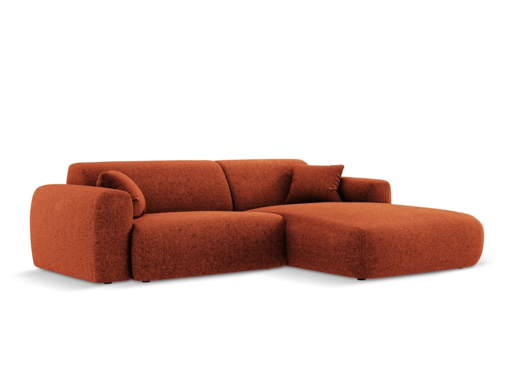 Cosmopolitan Design - Divano angolare destro "Nolio" 4 posti in ciniglia terracotta 