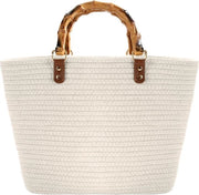 Borsa da Viaggio Retro con Top Manico in Imitazione di Bambù per Viaggi e Vacanze