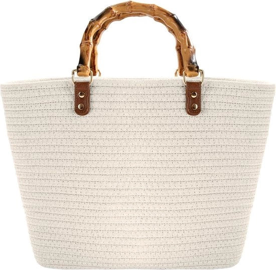 Borsa da Viaggio Retro con Top Manico in Imitazione di Bambù per Viaggi e Vacanze