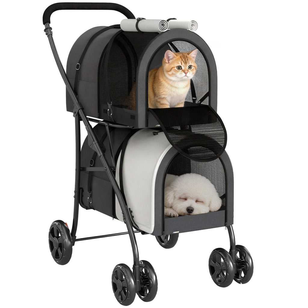 Trasportino per Animali Domestici Pieghevole ¨C Zephmum ¨C Grigio 66x50x98cm