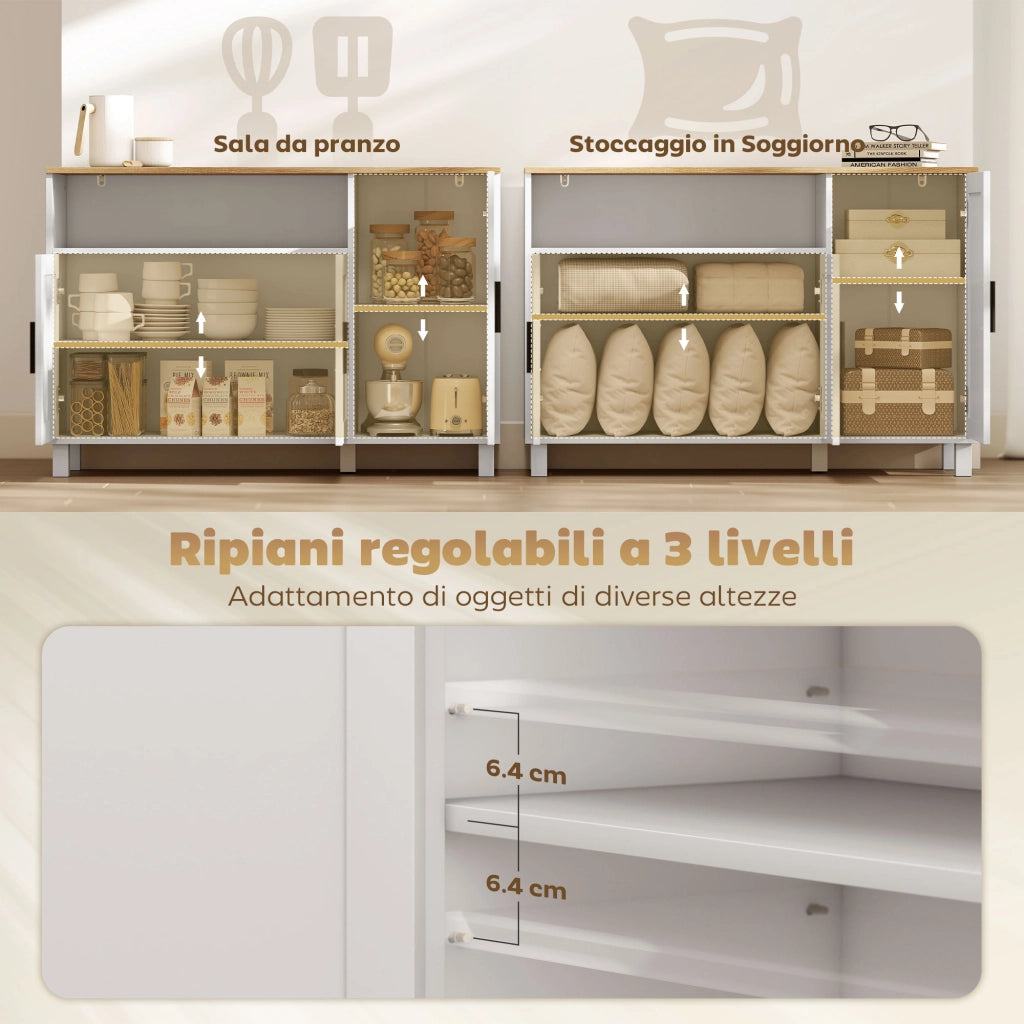 Credenza con ante e cassetti ¨C Minimal ¨C Bianco 110x33x75 cm