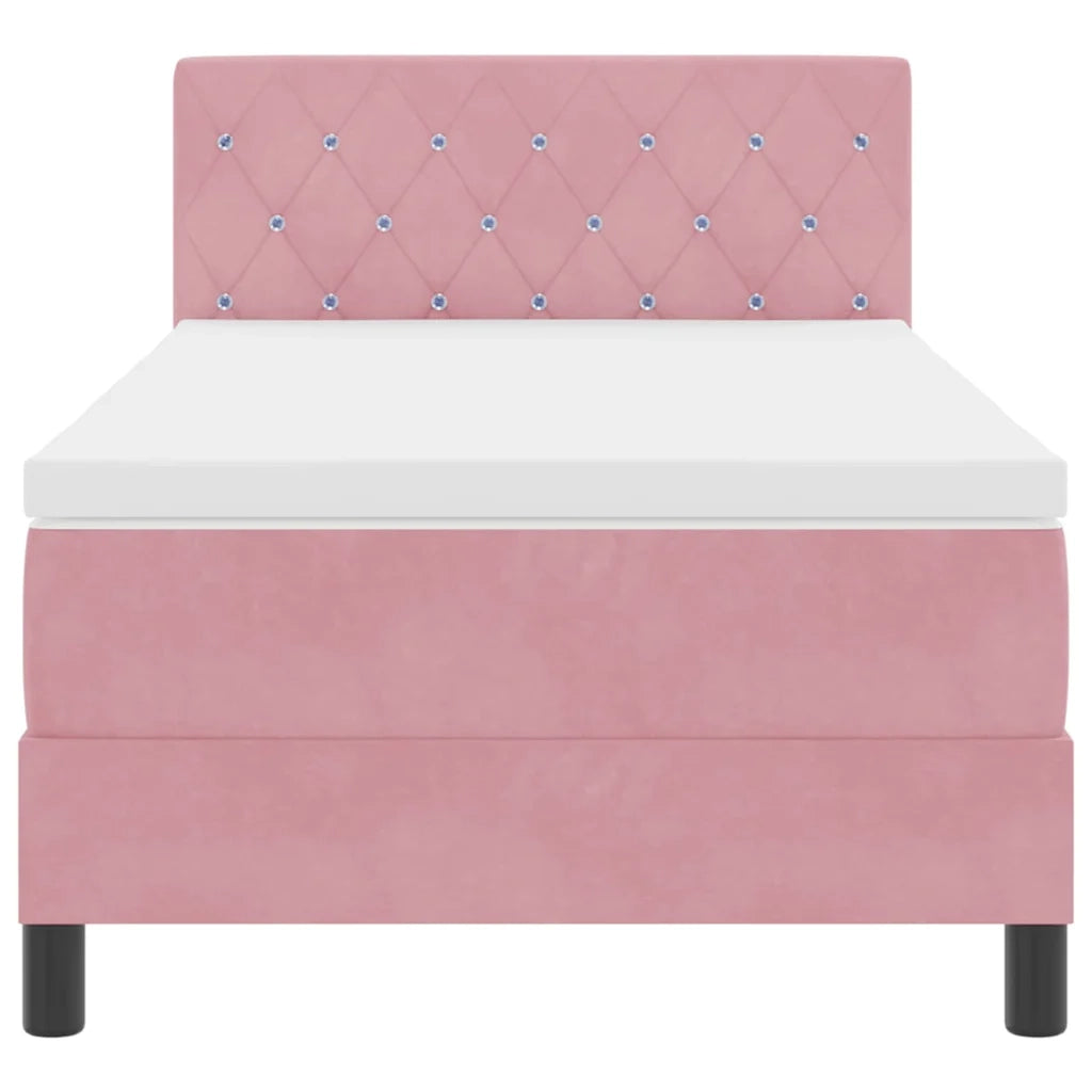Letto a Sorgente LED con materasso Rosa 100 x 200 cm Velluto 3342571