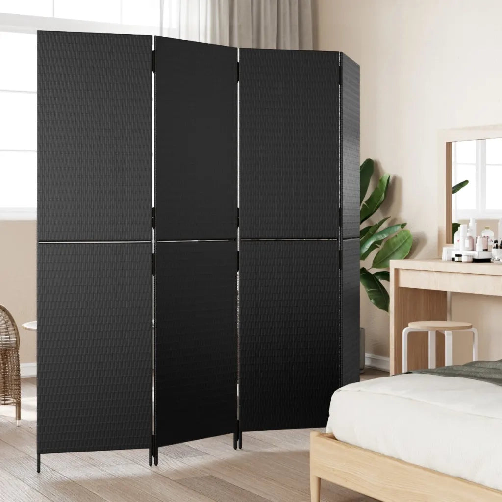 Divisorio per Ambienti a 4 Pannelli Nero in Polyrattancod mxl 133781