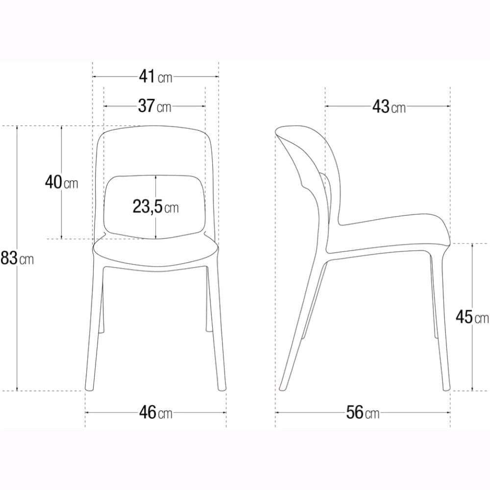 Set 2 Sedie Impilabili in polipropilene 83x56x46 cm Colore Bianco Design Moderno VALENTINA