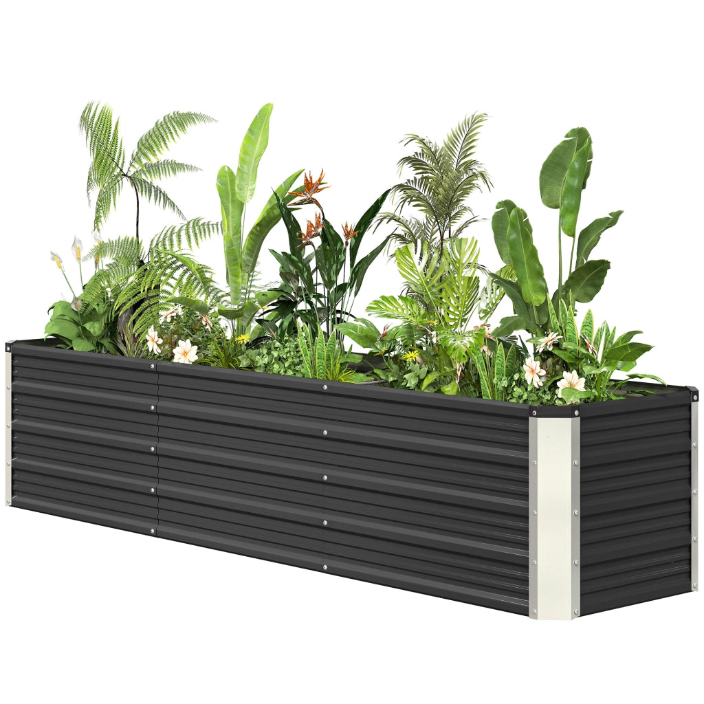 Letto da giardino rialzato in acciaio ¨C zephmum ¨C grigio 183x47x40 cm