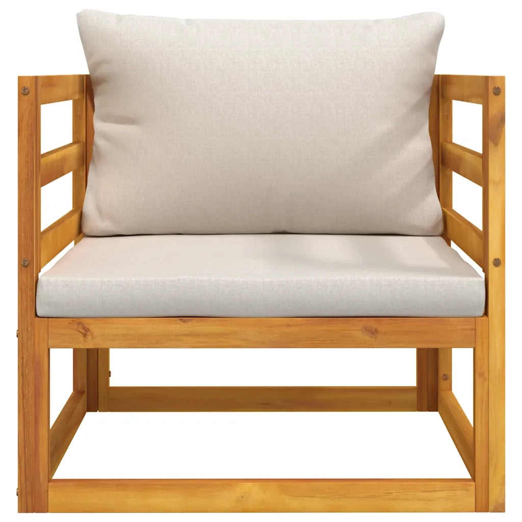 Poltrona Giardino Cuscini Grigio Chiaro Legno Massello Acacia 360015