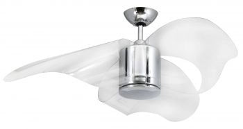 Vam Ventilatore da soffitto a risparmio energetico RAFFAELLO 112 cm cromato con pale trasparenti telecomando 6 velocitÃ