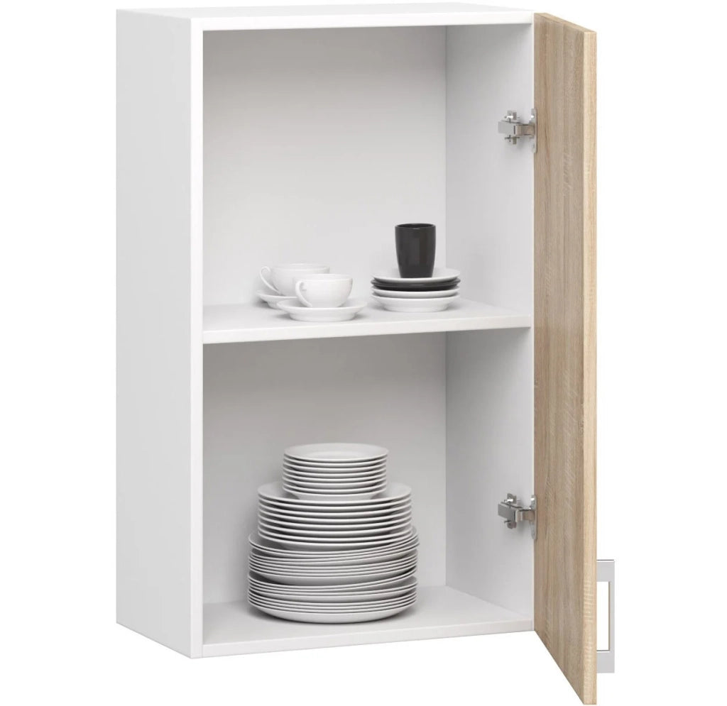 Mobile da cucina pensile sistema AKORD LIMA Bianco 50 cm 1 anta inserto frontale Sonoma Quercia 50x30,5x72 cm