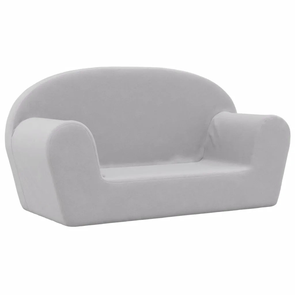 Divano per Bambini a 2 Posti-Sofa-Divanetto Grigio Chiaro in Morbido Peluche 518498