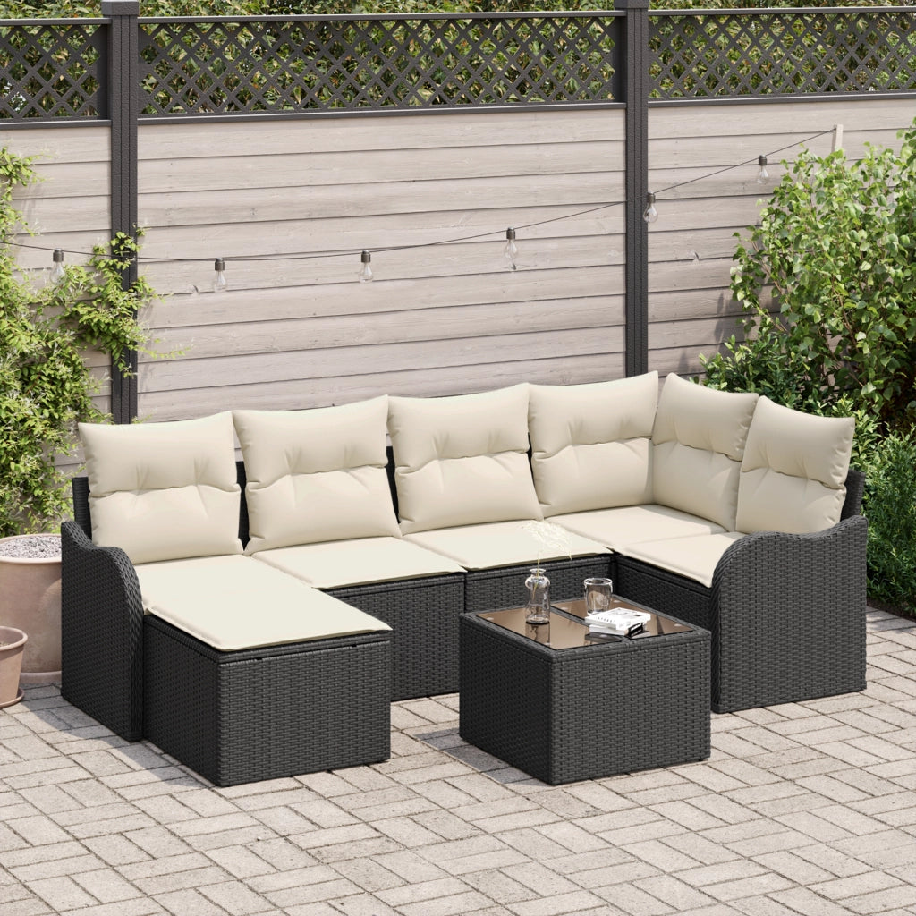 Set divano da giardino 6 pezzi con cuscini in polyrattan marrone