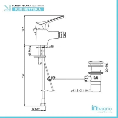 Miscelatore Bidet Cromato con Piletta Piralla Ariel