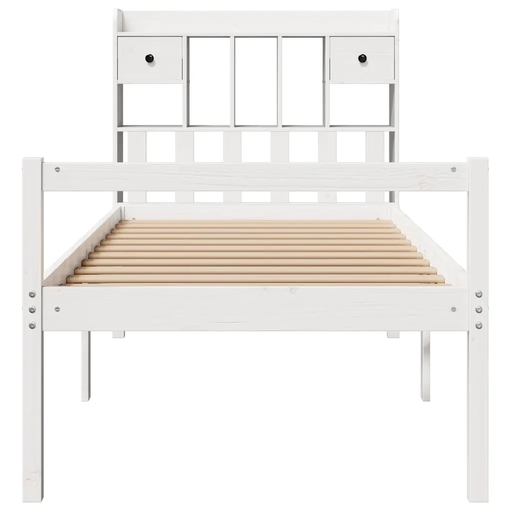 Letto Libreria senza Materasso Bianco 90x190 cm Massello Pino 3322042