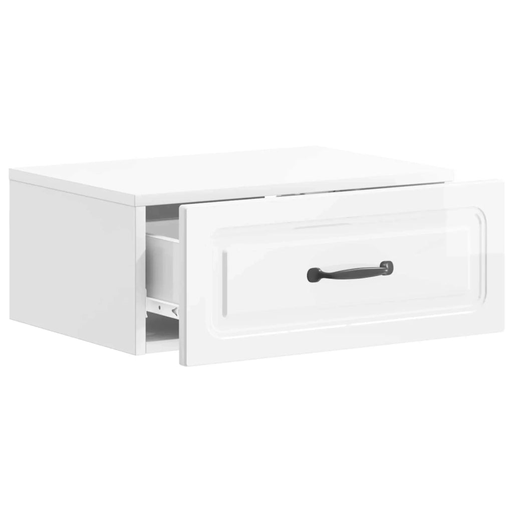 Mobiletto da notte a muro Bianco Lucido 49 x 34,5 x 20 cm