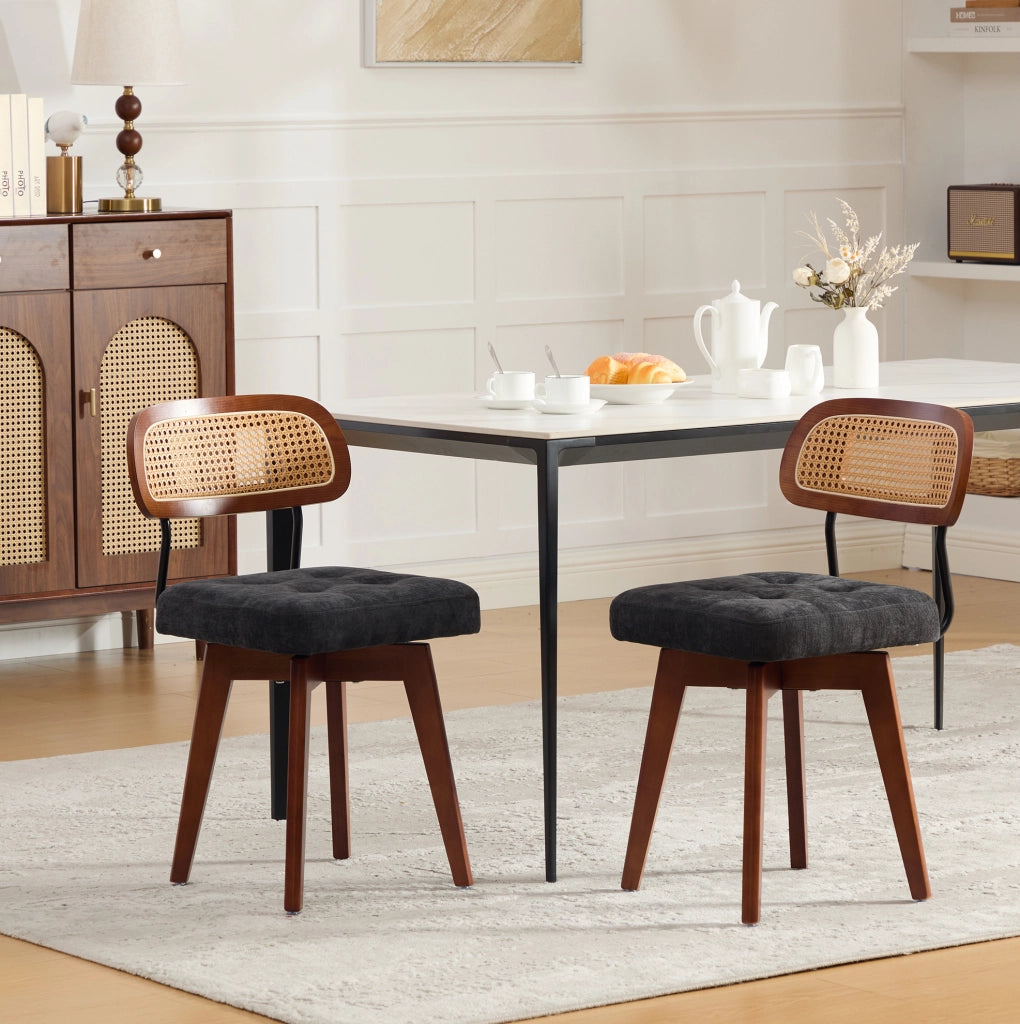 Sedia girevole 43x50x77 cm a 360° in ciniglia nera
