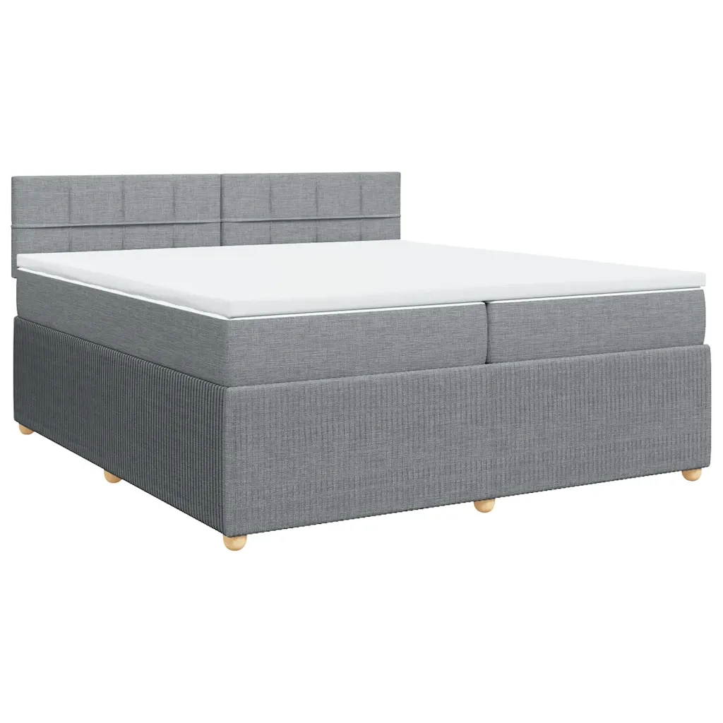 Giroletto a Molle con Materasso Grigio Chiaro 200x200cm Tessuto
