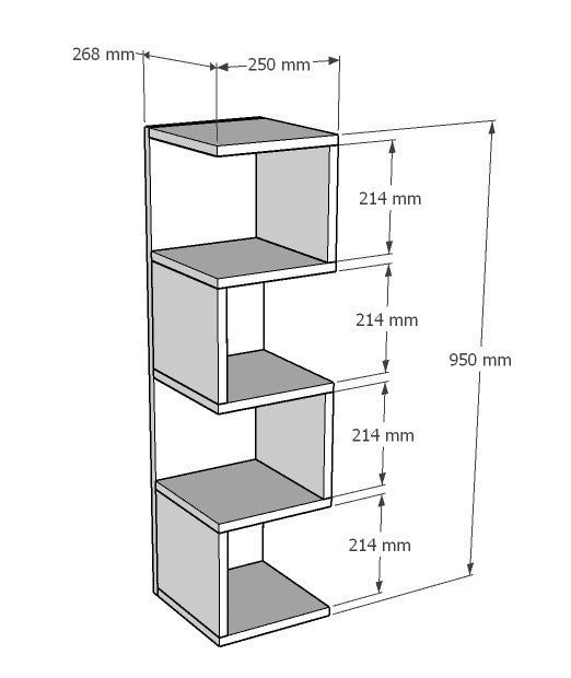 Libreria in legno "Alin" - 27 x 25 x 95 cm - Bianco