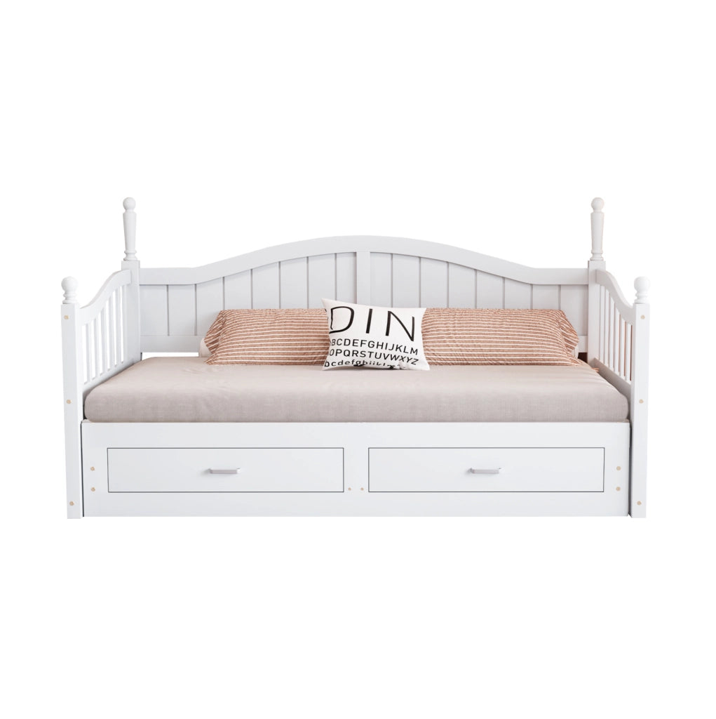 Letto bianco 90x190 cm estensibile con 2 cassetti, senza materasso