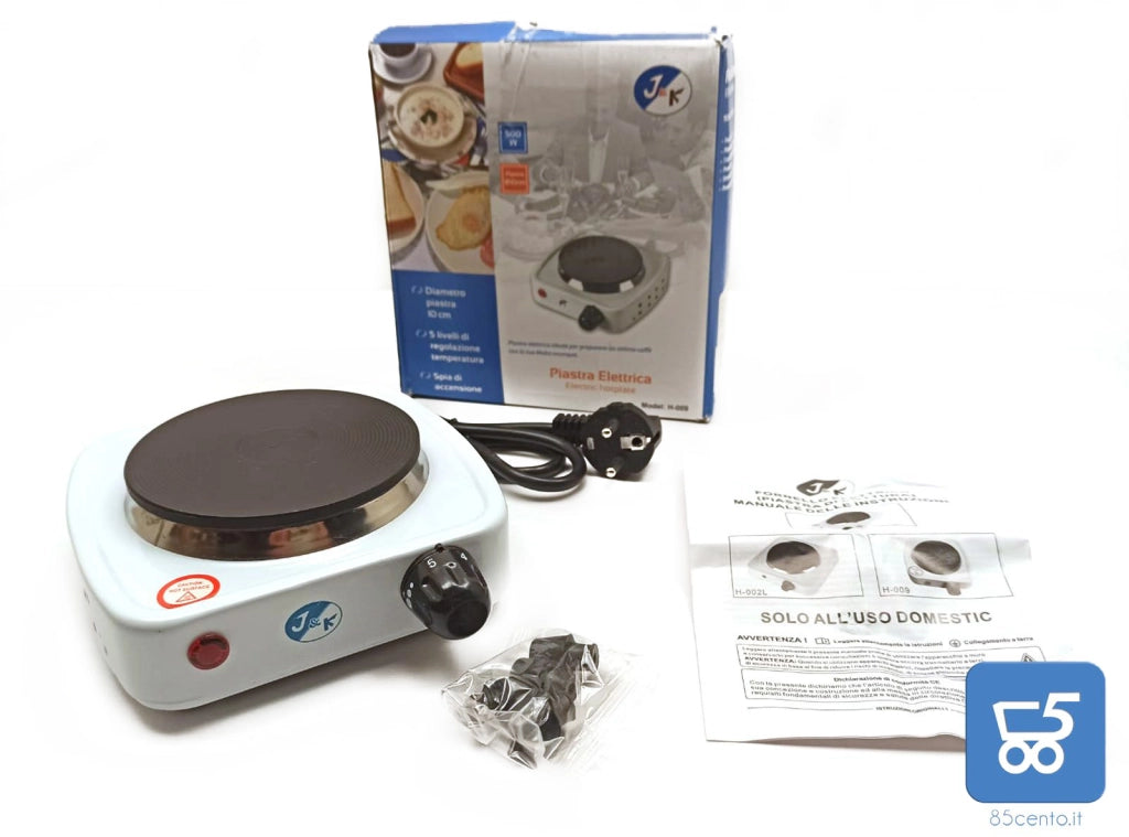 Piastra elettrica fornello diametro 10 cm regolazione 5 livelli spia accensione 500W