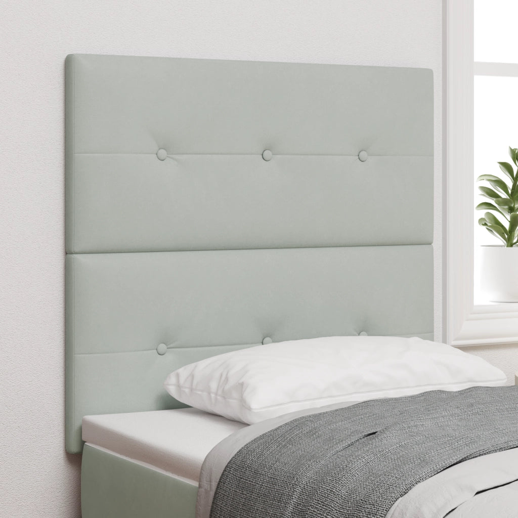 Testiera  imbottita con bottoni Grigio chiaro 80 cm in Velluto