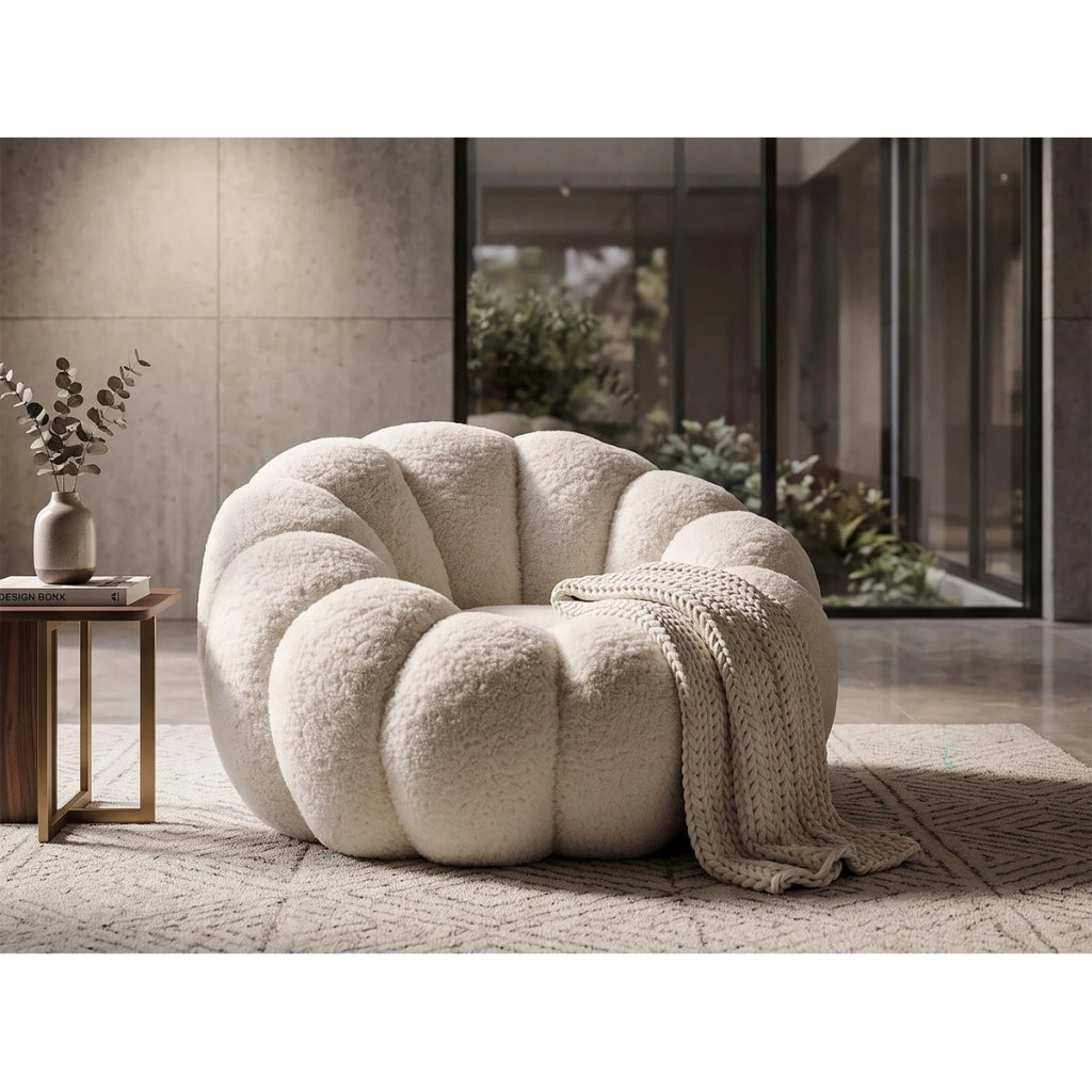 Poltrona Bubble in tessuto boucle' bianco