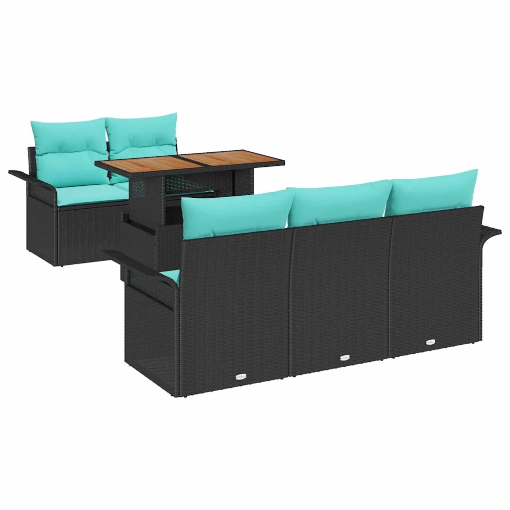 Set Divano da Giardino con cuscino 6 pcs Nero e blu 3349276