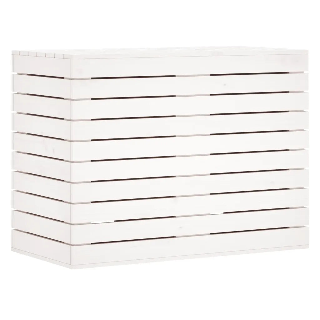 Cesto per Bucato Bianco 88,5x44x66 cm Legno Massello Pino