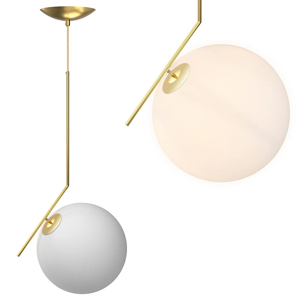 Lampadario Lampada Sospensione Sfera 20 cm Design Moderno Paralume Metallo Oro