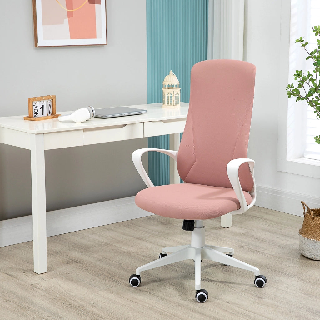 Sedia da Ufficio Imbottita con Altezza Regolabile e Dondolo ¨C Zephmum ¨C Rosa 62x56x110-119.5 cm