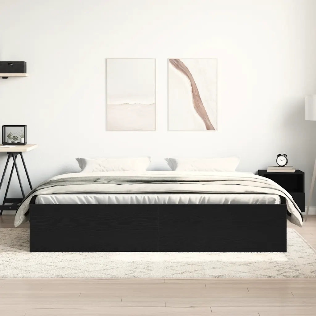 Giroletto senza Materasso Rovere Nero 200x200 cm Truciolato 3329336