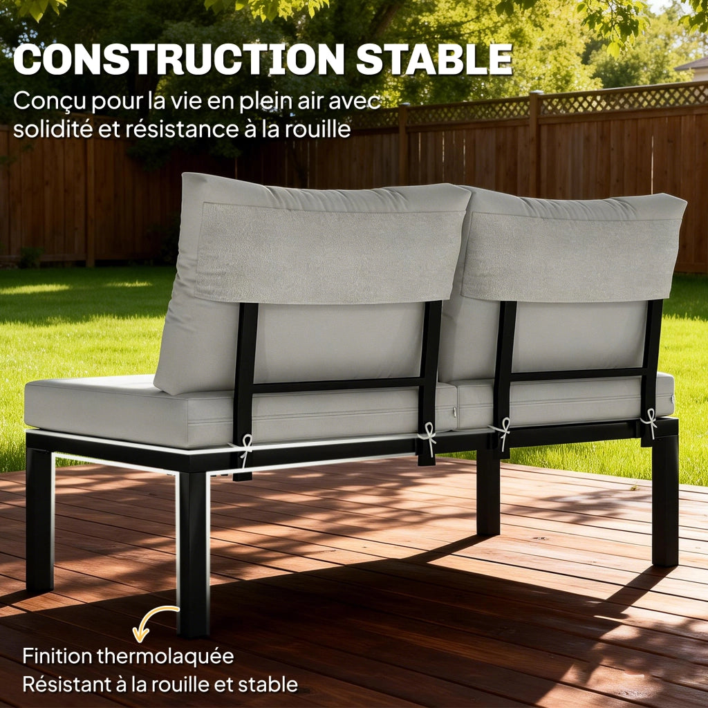 Divano modulare 6 pezzi da giardino con tavolino ¨C Xylo ¨C Trasformabile in letto, grigio
