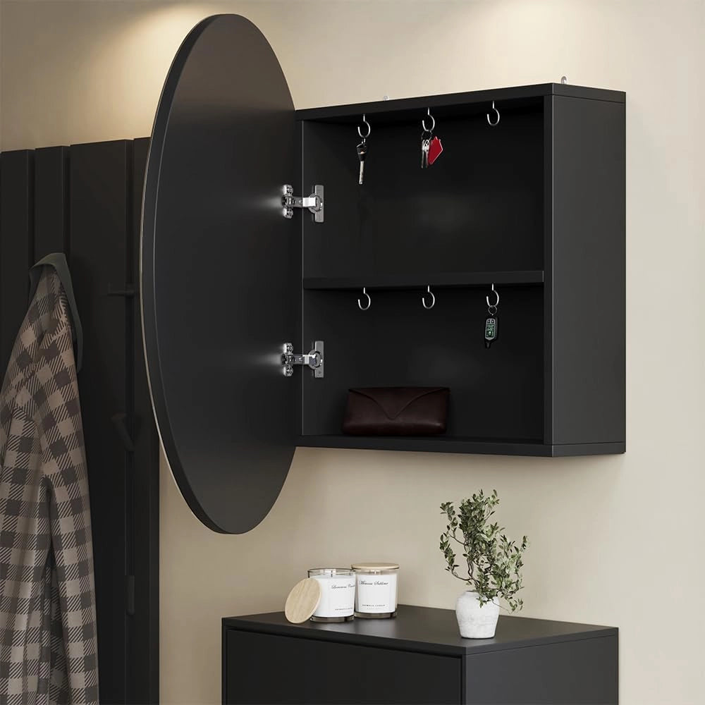 Specchio contenitore bagno Loki, Antracite, 70 x 70 cm con 2 scomparti