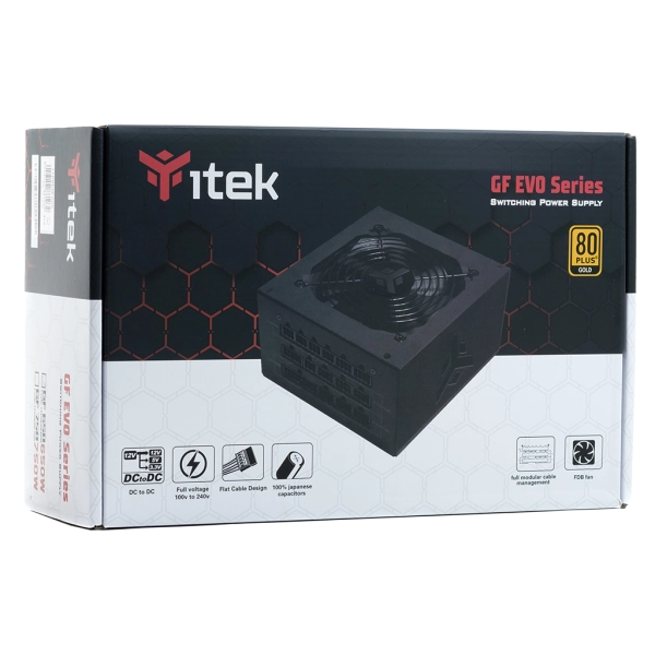Alimentatore Itek GF650 EVO - 650W - 80Plus Gold - Ventola FDB 12mm - Condensatori Giapponesi - Modulare - ATX