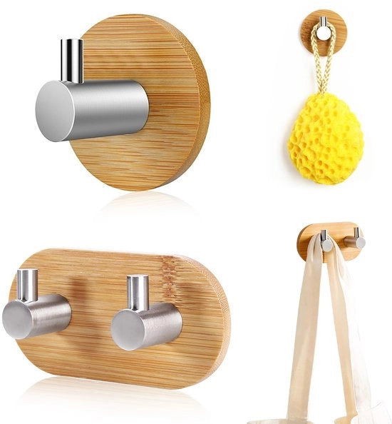 Set di asciugamani per bagno e soggiorno in alluminio e bambù - 2 pezzi. Hanger duraturo per capi e oggetti. Facile da installare. Mantenimento della zona organizzato.