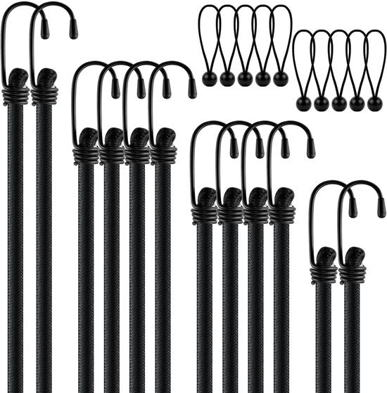 Set di 12 spanrubber con ganci, in 4 lunghezze, spanner idrorepellente con cinture di trazione robuste, cinture di carico elastiche, espansore con ganci per fissare la carreggiata (30cm, 45cm, 60cm, 100cm)