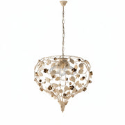 Lampadario Shabby Chic Bella Metallo Avorio Oro 5 Luci E27