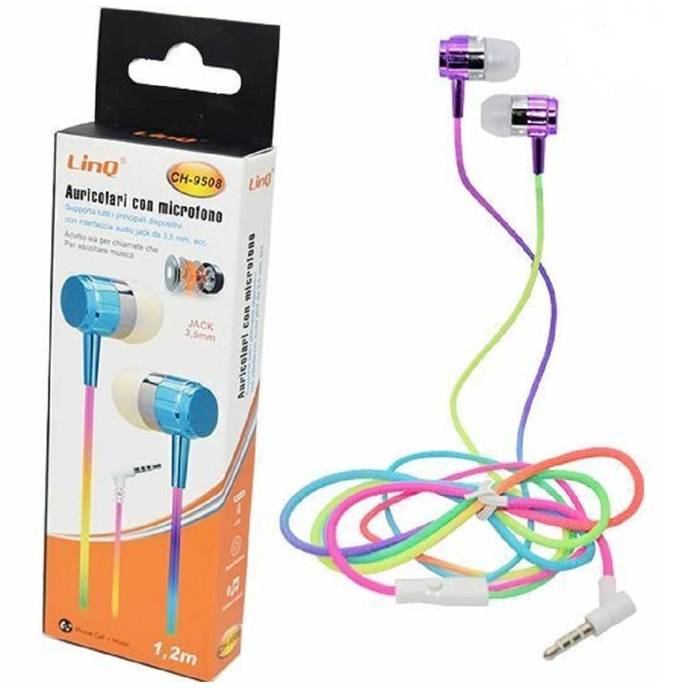 Trade Shop - Cuffie Auricolari Smartphone Colorati Con Microfono Jack 3,5 Mm 1.2 Mt Ch-9508 -