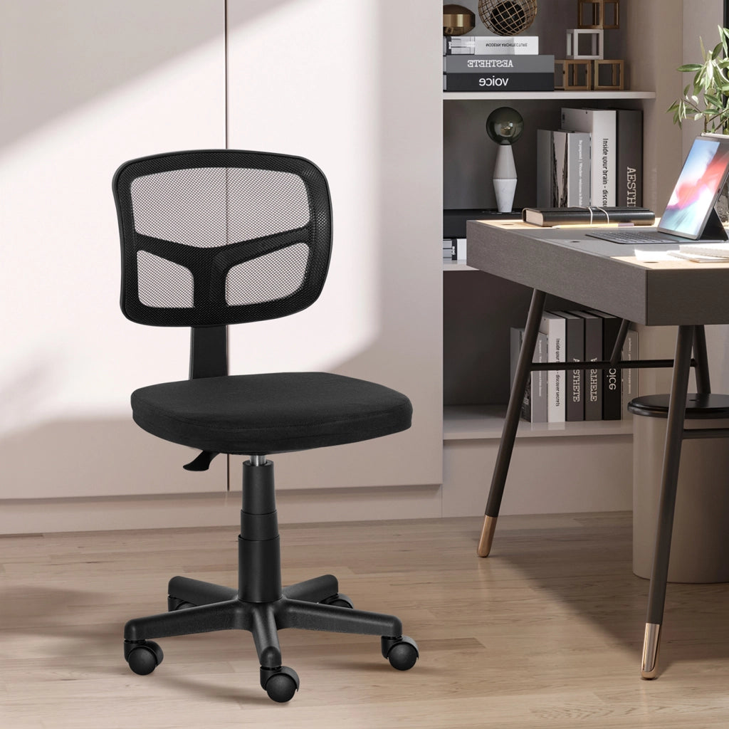 Sedia da Ufficio Ergonomica in Rete Senza Braccioli e Regolabile in Altezza, Nero