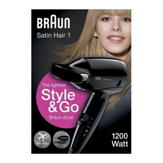 Braun HD 130 Phon 1200w 2 temp. Da Viaggio con concentratore Nero
