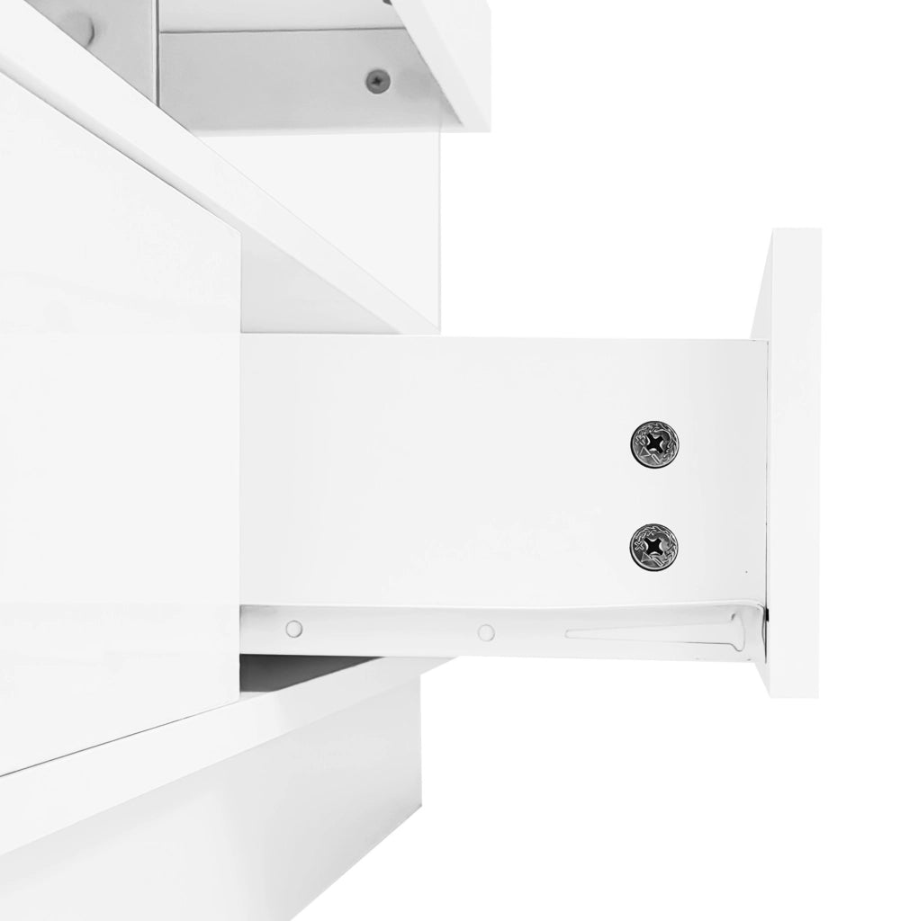 Mobile TV 160x38x50.5 cm con 3 ripiani in vetro e LED controllabile tramite app in truciolato bianco