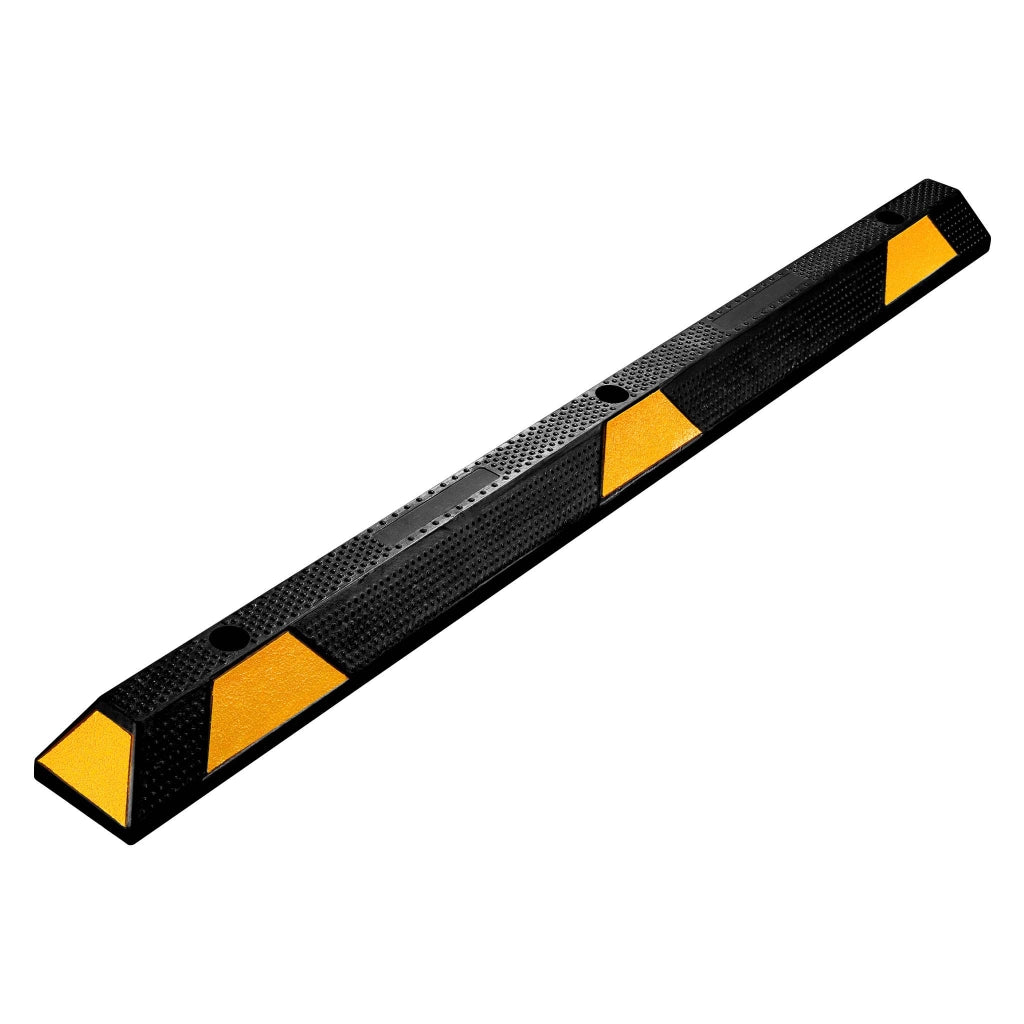 Delimitatore di parcheggio, battiruota in gomma 1650x150x100mm con fasce rifrangenti, Fermaruota
