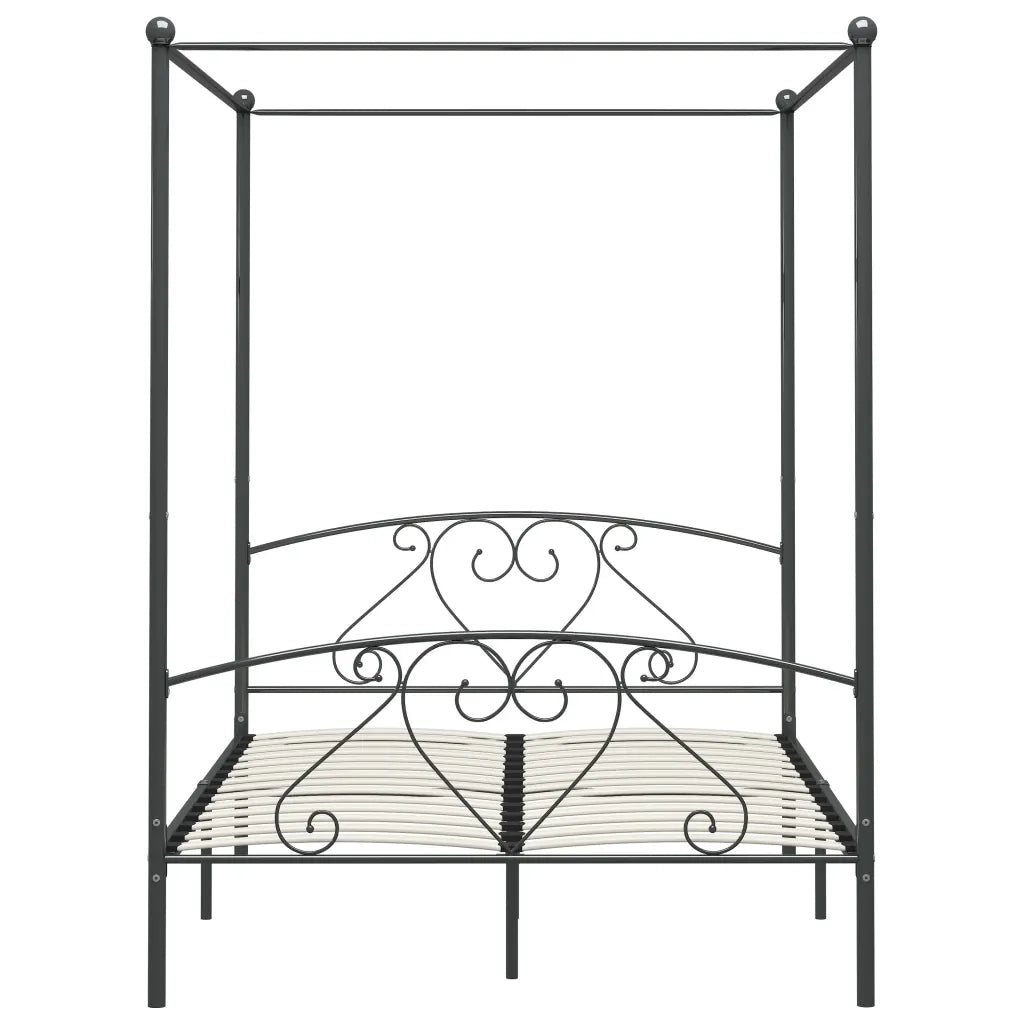 Letto matrimoniale | Letto per adulti | Giroletto Baldacchino senza Materasso Grigio 160x200 cm Metallo