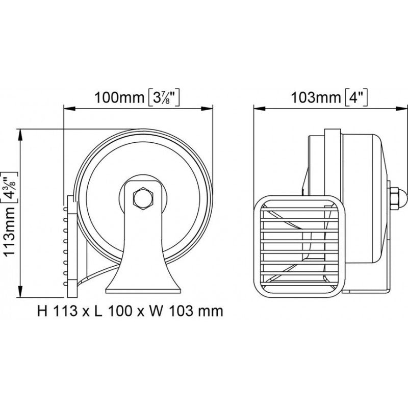 TROMBA SINGOLA CROMATA 12V.