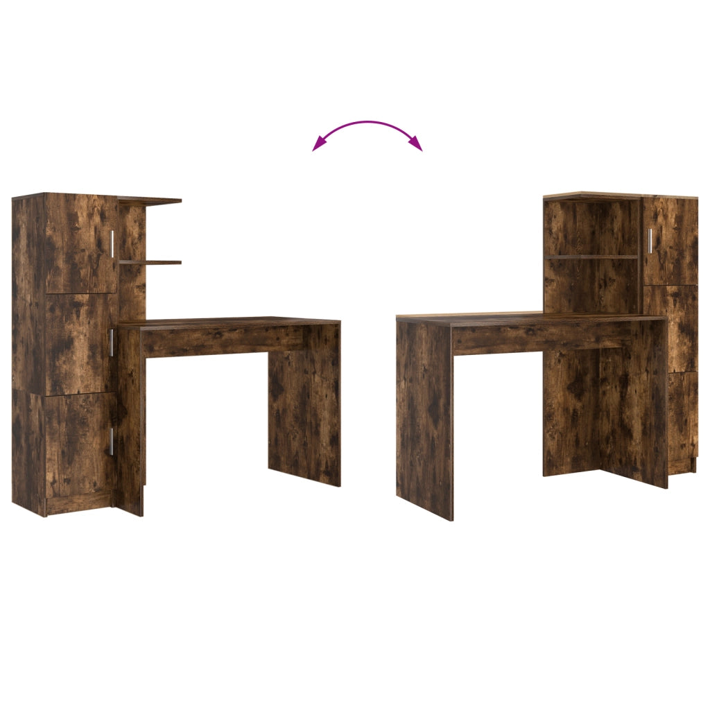 Scrivania con Archiviazione Rovere Affumicato Legno Ingegnerizzato