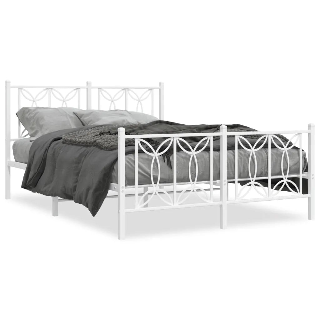 Giroletto con Testiera e Pediera-Struttura Letto Metallo Bianco 140x200 cm 690834