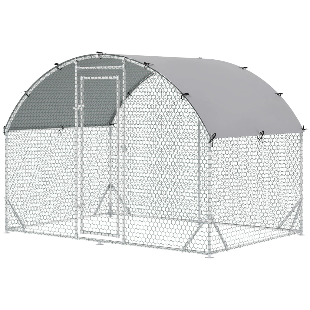 Recinto per Galline in Metallo Galvanizzato ¨C Zephmum ¨C Argento 280x190x197 cm